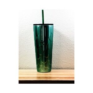 Starbucks 2022 Mermaid Siren Scale Cold Cup Tumbler - Iridescent Green 24oz